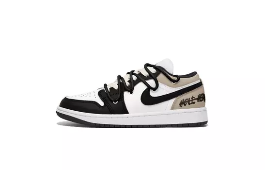 Кроссовки Air Jordan 1 Vintage Basketball Shoes Men Low-top Black/White/Brown, черный/белый/коричневый