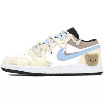 Кроссовки Air Jordan 1 Vintage Basketball Shoes Women's Low-top White/Blue/Yellow, белый
