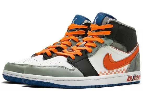 Кроссовки Air Jordan 1 Vintage Basketball Shoes Women's High-top Green/white/orange, оливковый