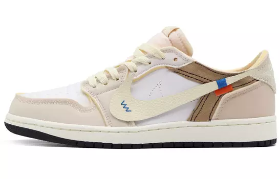 Кроссовки Air Jordan 1 Vintage Basketball Shoes Men Low-top White/Brown, цвет Off White