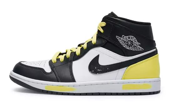 Кроссовки Air Jordan 1 Vintage Basketball Shoes Men Mid-top Yellow, белый/черный