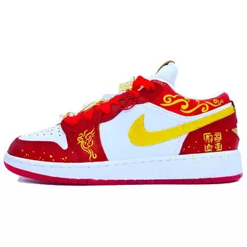 Кроссовки Air Jordan 1 Vintage Basketball Shoes Women's Low-top Gold, красный