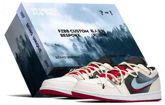 Кроссовки Air Jordan 1 Vintage Basketball Shoes Men Low-top Beige/Blue, бежевый/синий