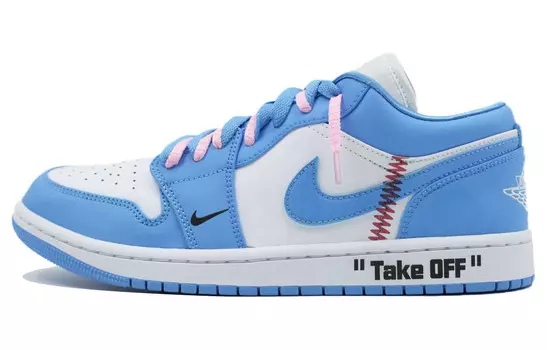 Кроссовки Air Jordan 1 Vintage Basketball Shoes Unisex Low-top White/Blue, белый/синий
