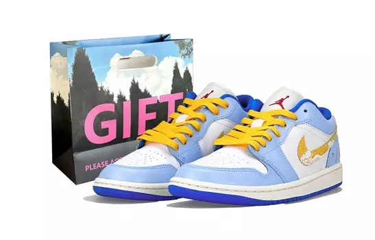 Кроссовки Air Jordan 1 Vintage Basketball Shoes Women's Low-top Blue, голубой