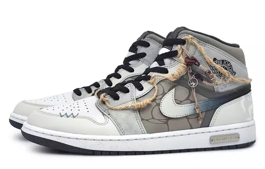 Кроссовки Air Jordan 1 Vintage Basketball Shoes Men Mid-top Brown/White, серый