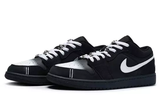 Кроссовки Air Jordan 1 Vintage Basketball Shoes Men Low-top White, черный/белый