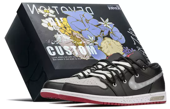 Кроссовки Air Jordan 1 Vintage Basketball Shoes Men Low-top Black/grey, серый/черный