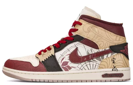 Кроссовки Air Jordan 1 Vintage Basketball Shoes Women's Mid-top Red/yellow/white, красный