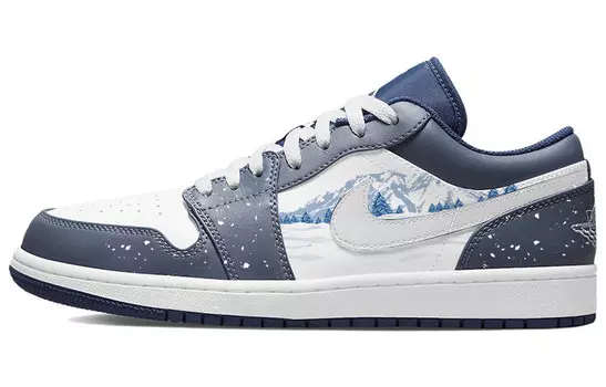 Кроссовки Air JORDAN 1 Vintage Basketball Shoes Men Low-Top Blue White, синий