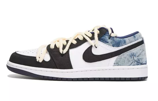 Кроссовки Air Jordan 1 Vintage Basketball Shoes Men Low-top Black, голубой