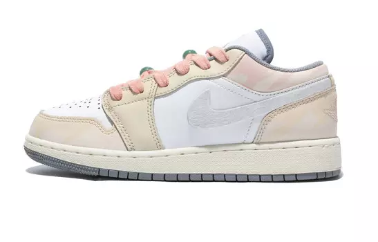 Кроссовки Air Jordan 1 Vintage Basketball Shoes Women's Low-top White/yellow/pink, белый