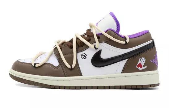 Кроссовки Air Jordan 1 Vintage Basketball Shoes Women's Mid-top White/Brown, цвет Coffee