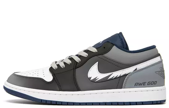 Кроссовки Air Jordan 1 Vintage Basketball Shoes Men Low-top Black/grey, темно-серый