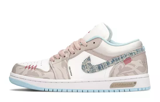 Кроссовки Air Jordan 1 Vintage Basketball Shoes Women's Low-top Beige/blue/white, синий