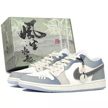 Кроссовки Air Jordan 1 Vintage Basketball Shoes Women's Low-top Blue/white, синий/белый