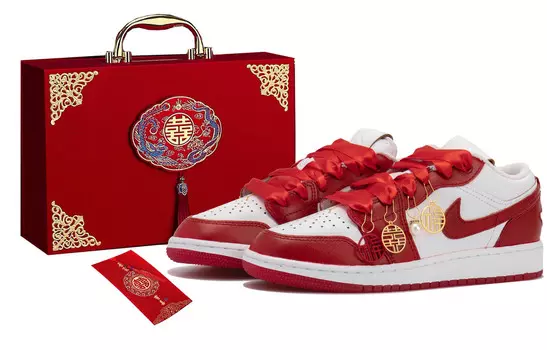 Кроссовки Air Jordan 1 Vintage Basketball Shoes Women's Low-top White/red, белый/красный