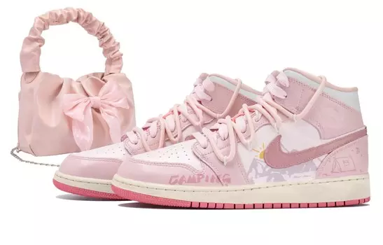 Кроссовки Air Jordan 1 Vintage Basketball Shoes Women's Mid-top Pink, розовый