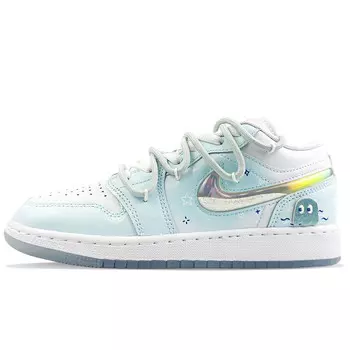 Кроссовки Air Jordan 1 Vintage Basketball Shoes Women's Low-top Blue, белый/синий