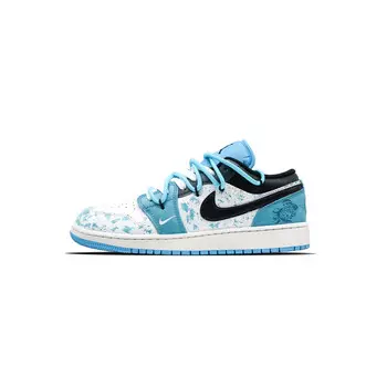 Кроссовки Air Jordan 1 Vintage Basketball Shoes Men Low-top University Blue/Black/White, синий