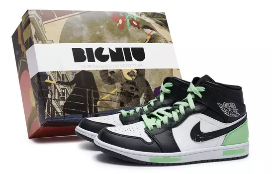 Кроссовки Air Jordan 1 Vintage Basketball Shoes Women's Mid-top Green, зеленый