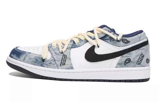 Кроссовки Air Jordan 1 Vintage Basketball Shoes Men Low-top White, голубой