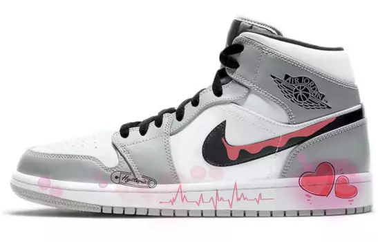 Кроссовки Air Jordan 1 Vintage Basketball Shoes Men Mid-top Grey/white, светло-серый