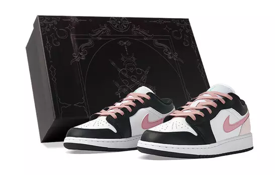 Кроссовки Air Jordan 1 Vintage Basketball Shoes Women's Low-top Pink/Black, черный/розовый