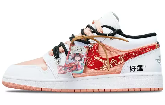Кроссовки Air JORDAN 1 Vintage Basketball Shoes Women's Low-Top Black White Pink/Red