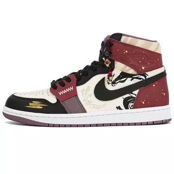 Кроссовки Air JORDAN 1 Vintage Basketball Shoes Women's High-Top Black Red