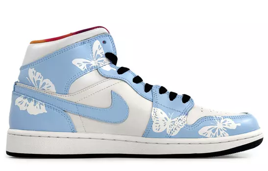 Кроссовки Air Jordan 1 Vintage Basketball Shoes Men Mid-top White, голубой