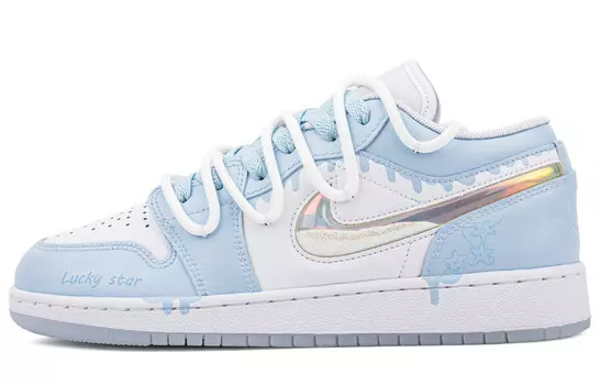 Кроссовки Air Jordan 1 Vintage Basketball Shoes Women's Low-top White/blue, синий