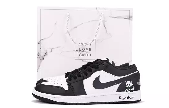 Кроссовки Air Jordan 1 Vintage Basketball Shoes Men Low-top White, черный