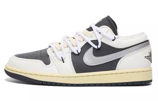Кроссовки Air Jordan 1 Vintage Basketball Shoes Women's Low-top Black/White, цвет Off White