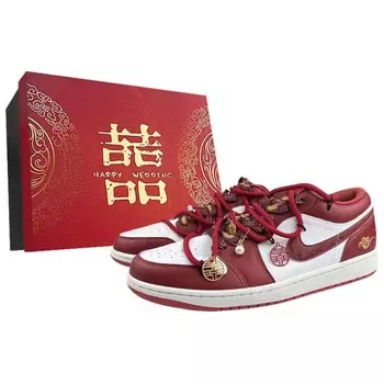 Кроссовки Air Jordan 1 Vintage Basketball Shoes Men Low-top White, цвет Burgundy