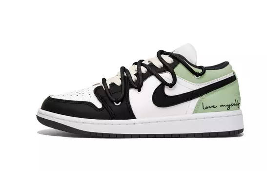 Кроссовки Air Jordan 1 Vintage Basketball Shoes Women's Low-top Black/Green, черный/зеленый