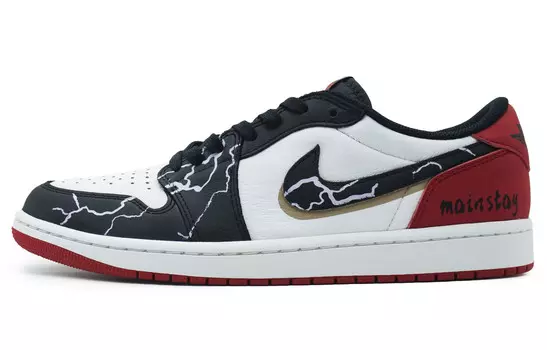 Кроссовки Air Jordan 1 Vintage Basketball Shoes Unisex Low-top Black/White/Red, черный