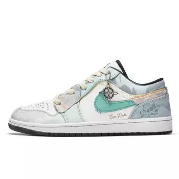 Кроссовки Air Jordan 1 Vintage Basketball Shoes Women's Low-top Eveblue/Techgreen/Iolite, бирюзовый