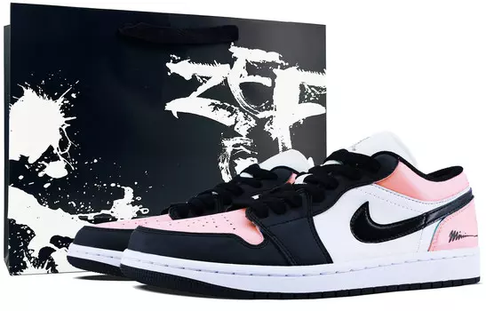 Кроссовки Air Jordan 1 Vintage Basketball Shoes Men Low-top Black/white/pink, черный