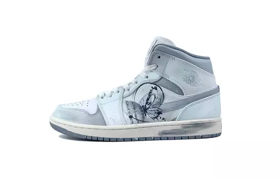 Кроссовки Air Jordan 1 Vintage Basketball Shoes Men High-top Blue/gray, серый