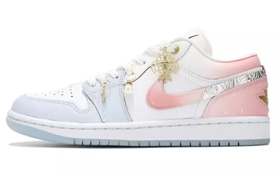 Кроссовки Air Jordan 1 Vintage Basketball Shoes Women's Low-top Ultra Blue/Fire Orchid, белый