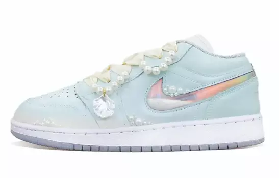 Кроссовки Air Jordan 1 Vintage Basketball Shoes Women's Mid-top Cyan/pink, голубой