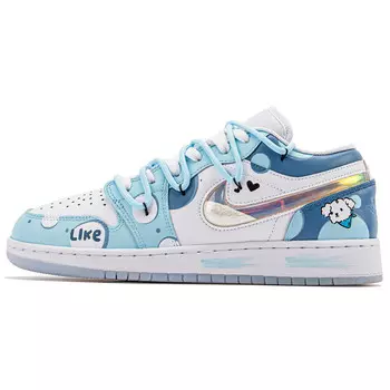 Кроссовки Air Jordan 1 Vintage Basketball Shoes Women's Low-top Blue/white, синий/белый