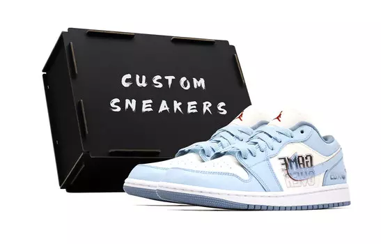 Кроссовки Air Jordan 1 Vintage Basketball Shoes Women's Low-top Blue/white, синий/белый