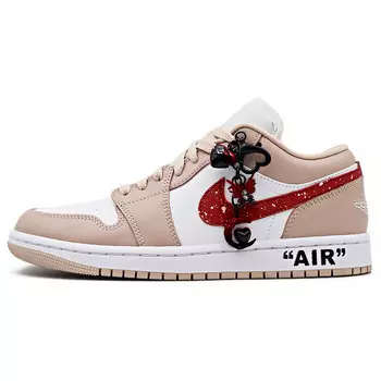 Кроссовки Air Jordan 1 Vintage Basketball Shoes Unisex Low-top Red/white, белый
