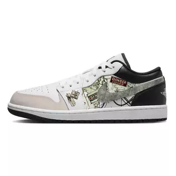 Кроссовки Air Jordan 1 Vintage Basketball Shoes Men Low-top Black/white/pink, черный