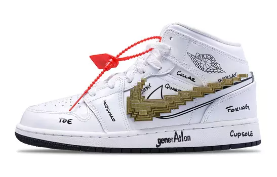 Кроссовки Air Jordan 1 Vintage Basketball Shoes Women's Mid-top White, белый
