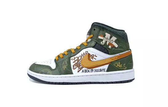 Кроссовки Air Jordan 1 Vintage Basketball Shoes Men Mid-top Green, хаки