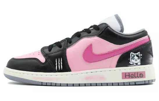Кроссовки Air Jordan 1 Vintage Basketball Shoes Women's Low-top Black, черный/розовый