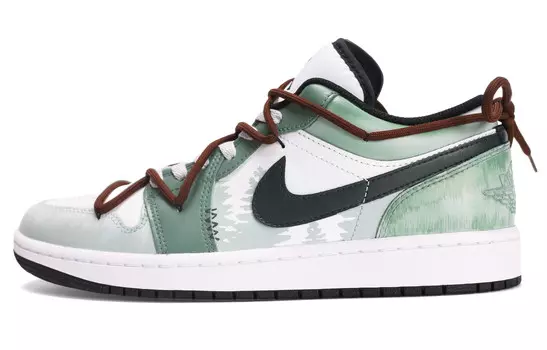 Кроссовки Air Jordan 1 Vintage Basketball Shoes Men Low-top Green/White, светло-серый